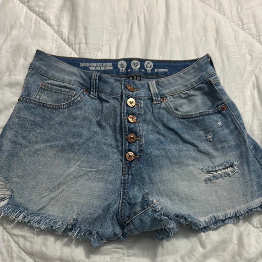 By Rewash Denim High rise wedge Shorts-vintage reunion (9)